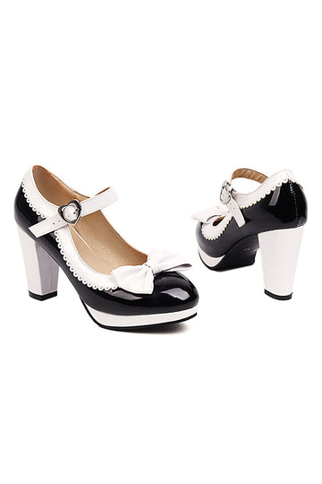 Black Pointed Toe Adjustable Strap Vintage Shoes
